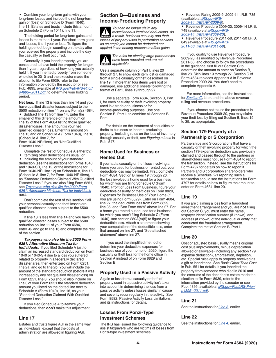 Instructions for IRS Form 4684 Casualties and Thefts, Page 6