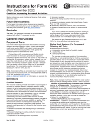 Instructions for IRS Form 6765 Credit for Increasing Research Activities