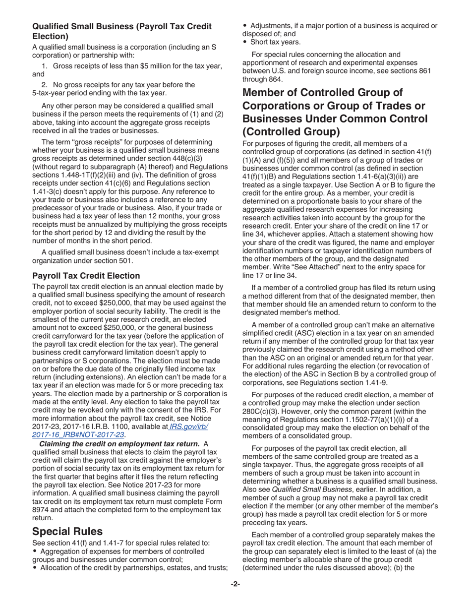 Instructions for IRS Form 6765 Credit for Increasing Research Activities, Page 2