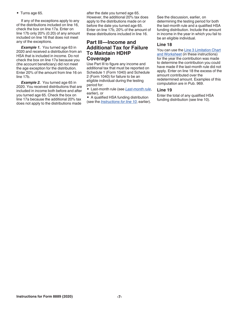 Instructions for IRS Form 8889 Health Savings Accounts (Hsas), Page 7