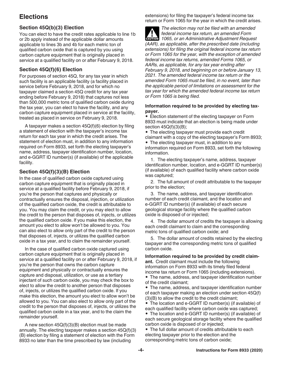 Instructions for IRS Form 8933 Carbon Oxide Sequestration Credit, Page 4
