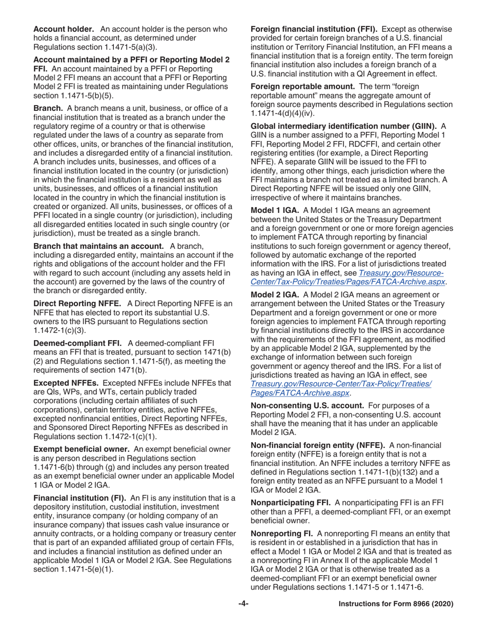 Instructions for IRS Form 8966 Fatca Report, Page 4