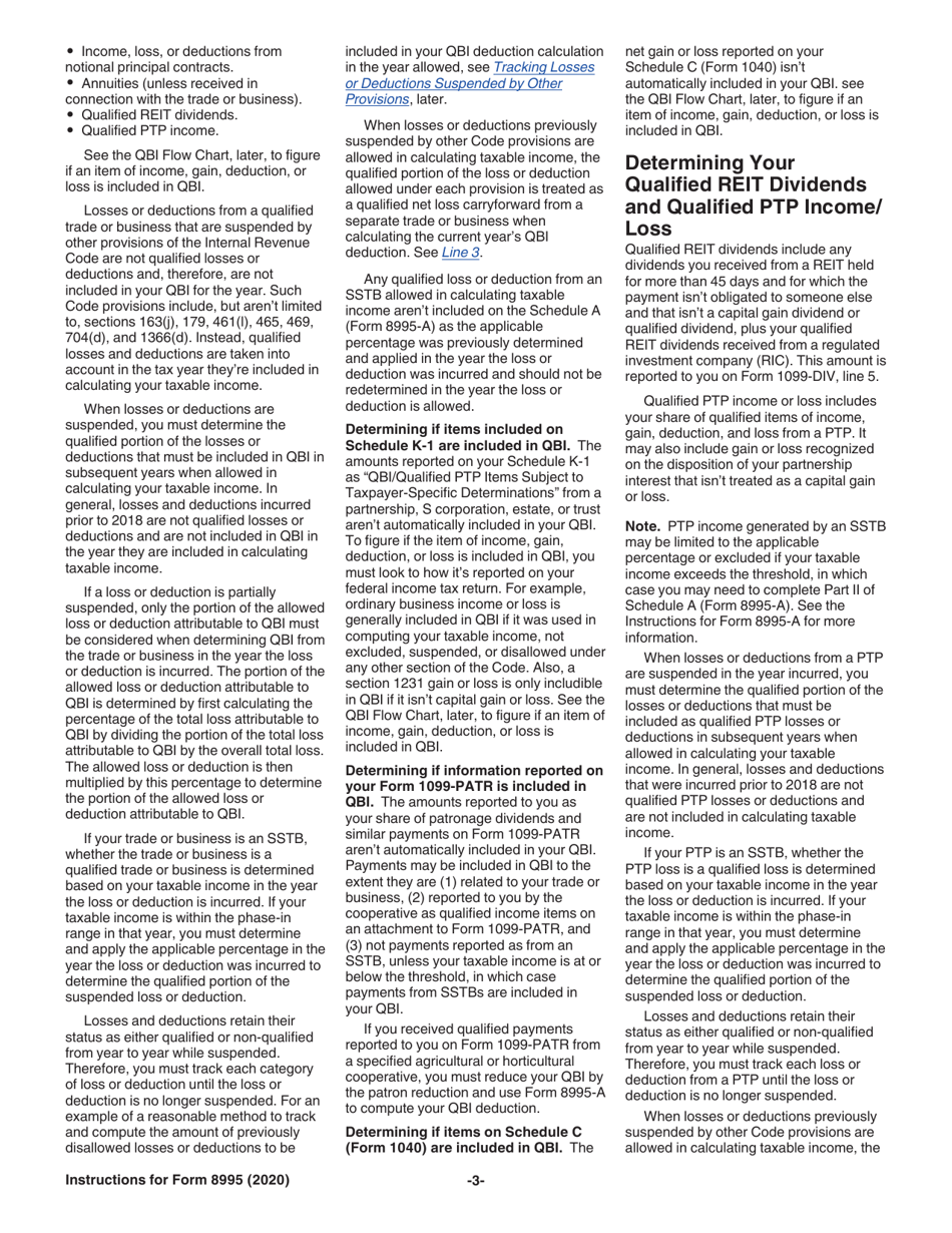 Instructions for IRS Form 8995 Qualified Business Income Deduction Simplified Computation, Page 3