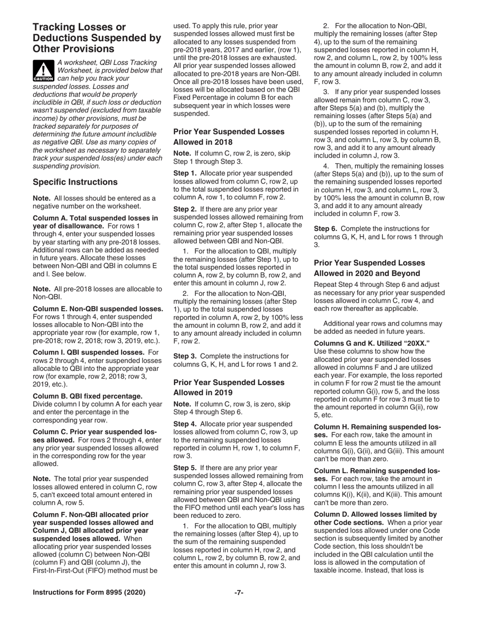 Instructions for IRS Form 8995 Qualified Business Income Deduction Simplified Computation, Page 7