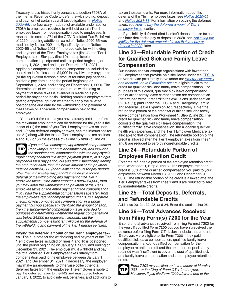 Instructions for IRS Form CT-1 Employers Annual Railroad Retirement Tax Return, Page 12