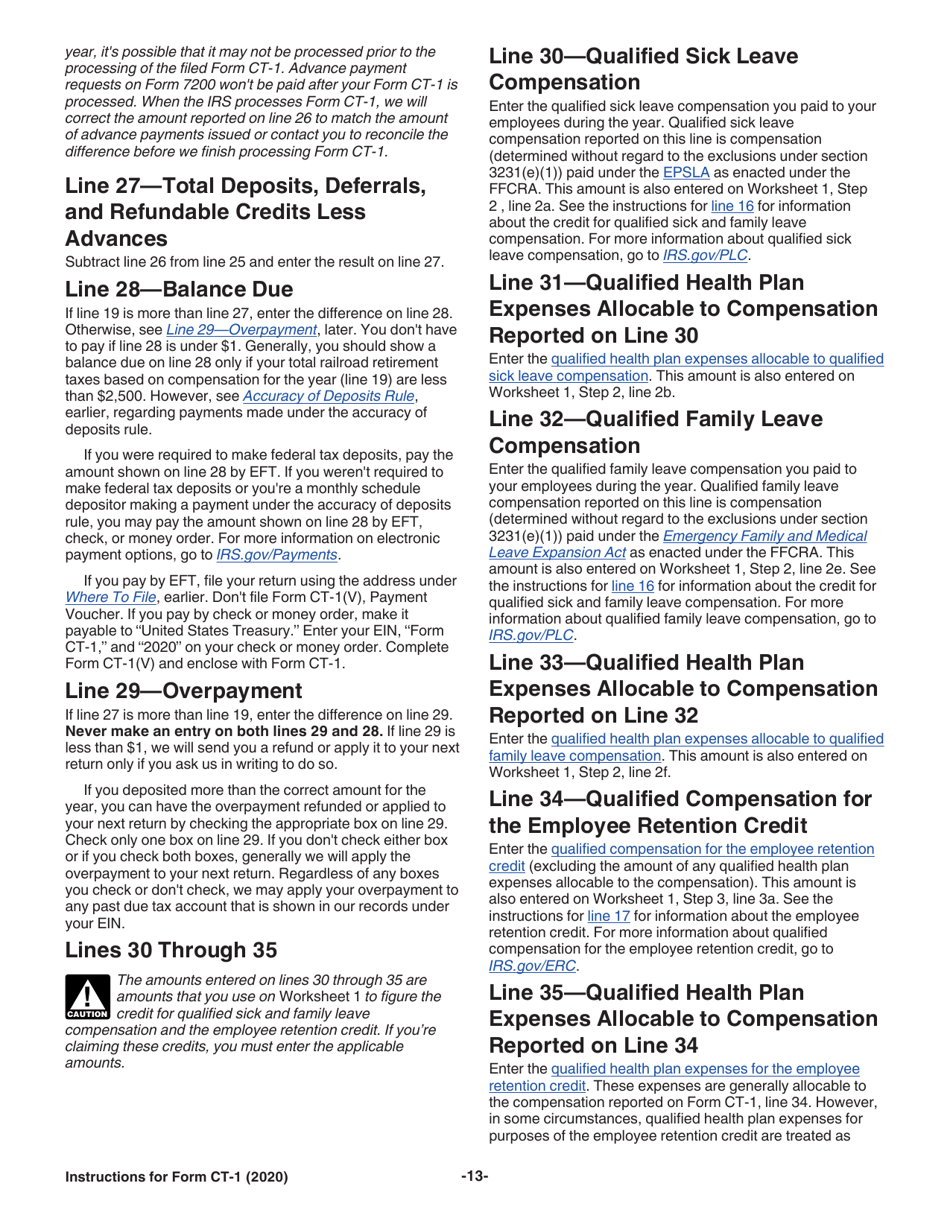 Instructions for IRS Form CT-1 Employers Annual Railroad Retirement Tax Return, Page 13