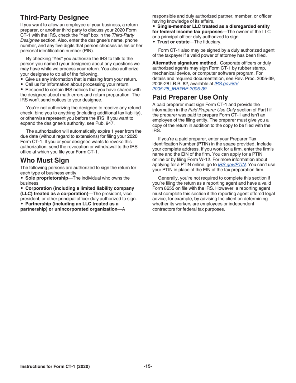 Instructions for IRS Form CT-1 Employers Annual Railroad Retirement Tax Return, Page 15