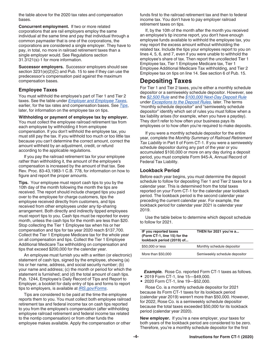 Instructions for IRS Form CT-1 Employers Annual Railroad Retirement Tax Return, Page 4