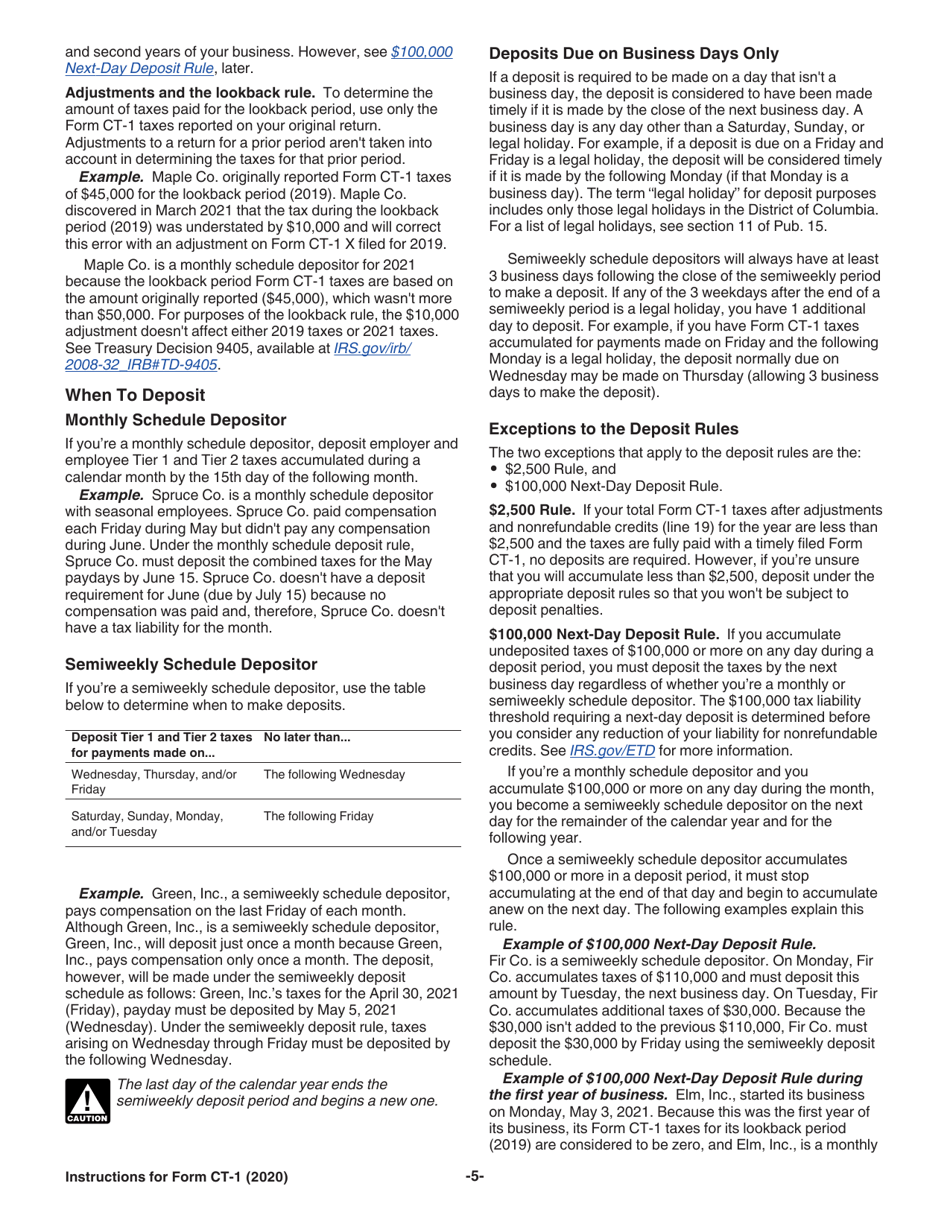 Instructions for IRS Form CT-1 Employers Annual Railroad Retirement Tax Return, Page 5