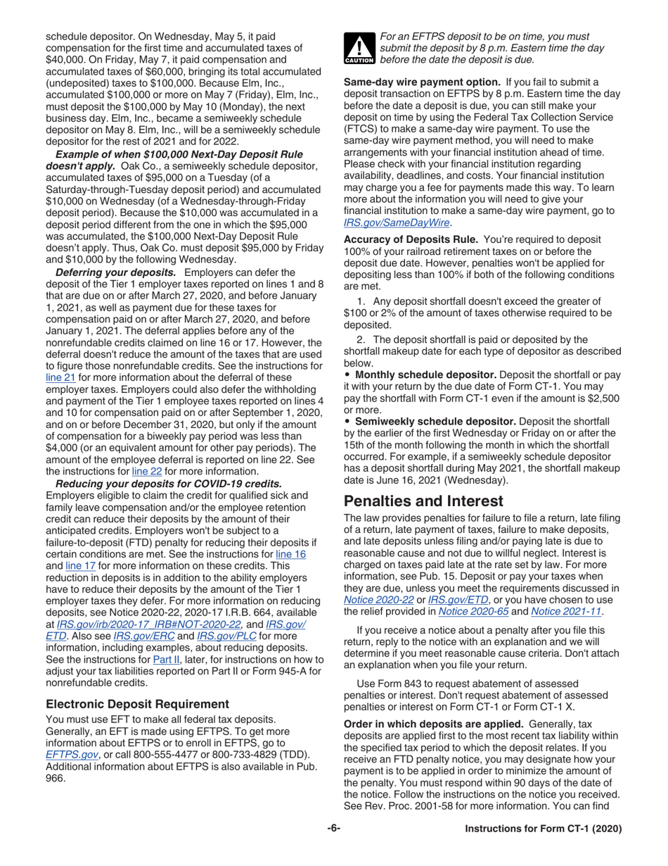 Instructions for IRS Form CT-1 Employers Annual Railroad Retirement Tax Return, Page 6