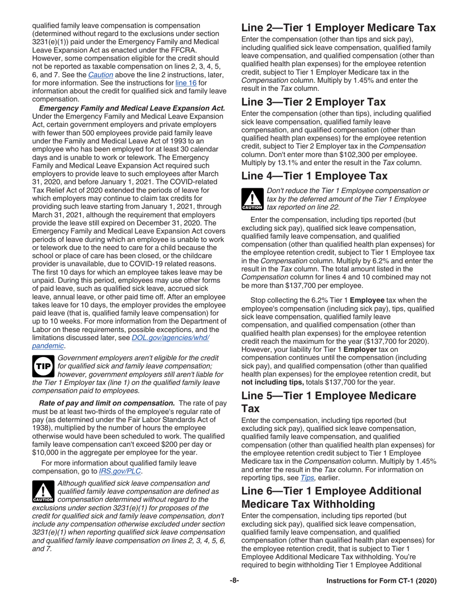 Instructions for IRS Form CT-1 Employers Annual Railroad Retirement Tax Return, Page 8