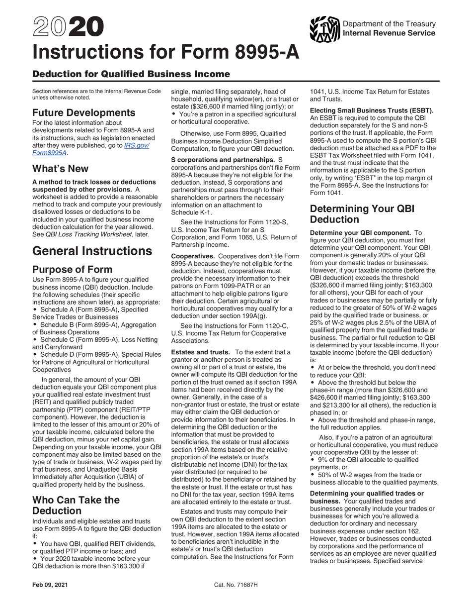 Instructions for IRS Form 8995-A Qualified Business Income Deduction, Page 1