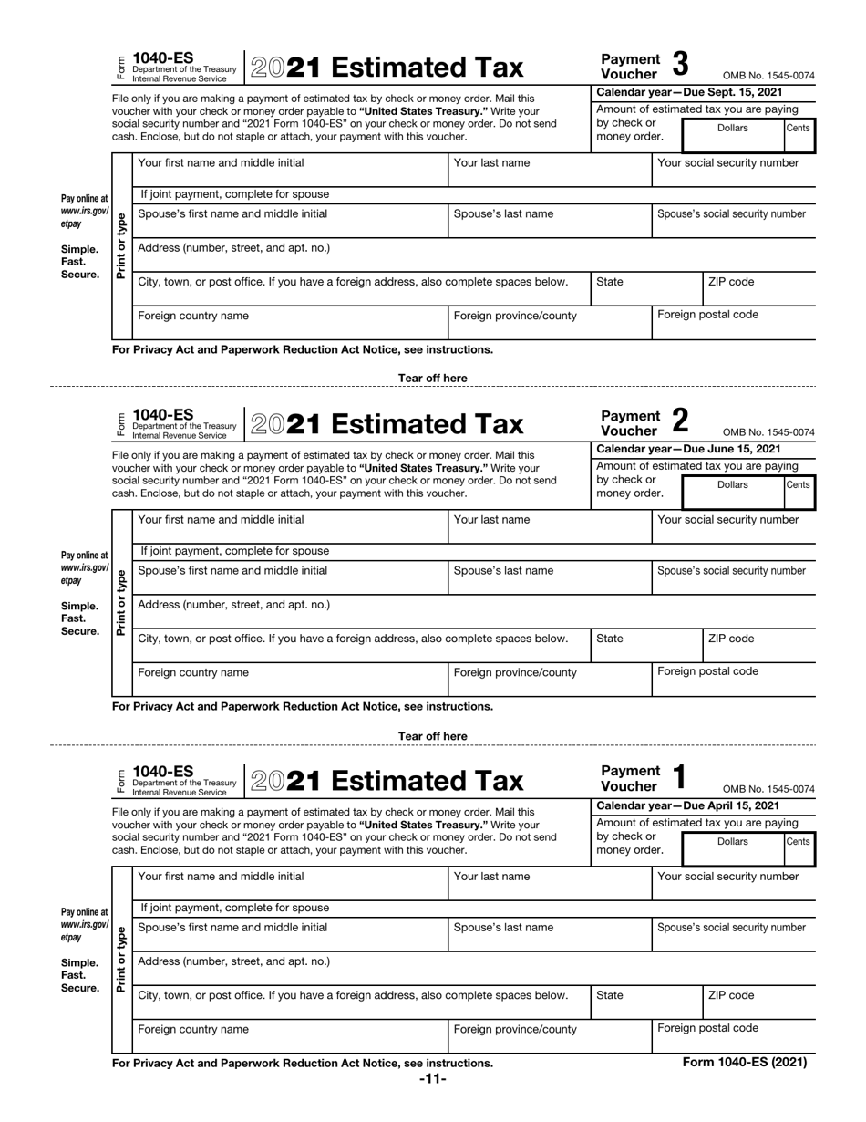 IRS Form 1040-ES Estimated Tax for Individuals, Page 11