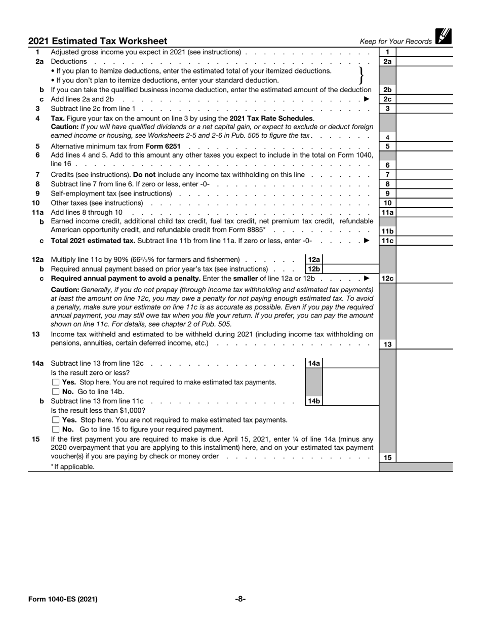 IRS Form 1040-ES Estimated Tax for Individuals, Page 8
