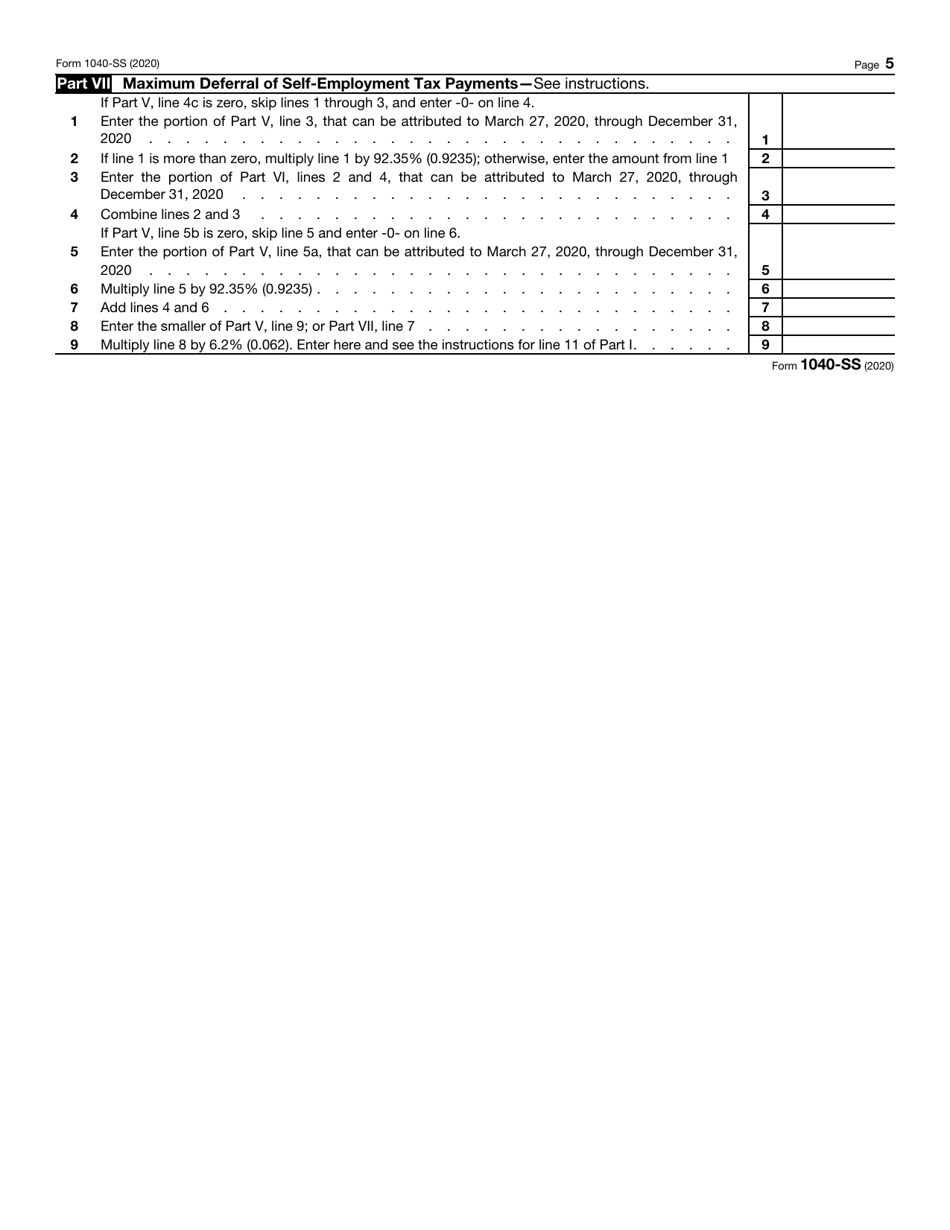 IRS Form 1040-SS U.S. Self-employment Tax Return (Including the Additional Child Tax Credit for Bona Fide Residents of Puerto Rico), Page 5
