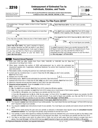 IRS Form 2210 Underpayment of Estimated Tax by Individuals, Estates, and Trusts