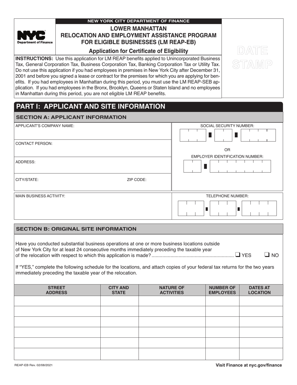 Form Reap Eb Download Printable Pdf Or Fill Online Application For Certificate Of Eligibility 3614