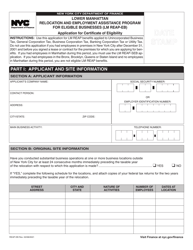 Form REAP-EB &quot;Application for Certificate of Eligibility - Lower Manhattan Relocation and Employment Assistance Program for Eligible Businesses (Lm Reap-Eb)&quot; - New York City