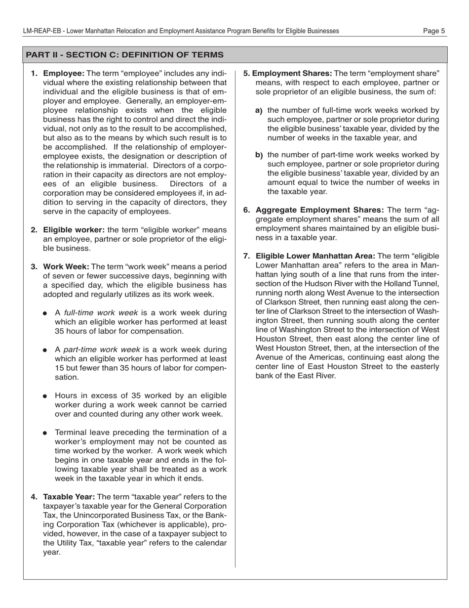 Form REAP-EB Application for Certificate of Eligibility - Lower Manhattan Relocation and Employment Assistance Program for Eligible Businesses (Lm Reap-Eb) - New York City, Page 5