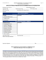 Form FAA-1182A Ahcccs Fraud Prevention Determination Authorization - Arizona