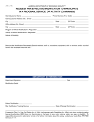 Document preview: Form J-930-A Request for Effective Modification to Participate in a Program, Service, or Activity - Arizona