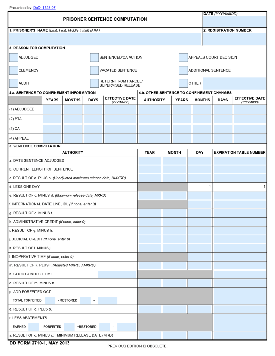 Dd Form 2710 1 Download Fillable Pdf Or Fill Online Prisoner Sentence dd-form-2710-1-download-fillable-pdf-or-fill-online-prisoner-sentence