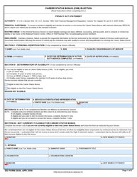 Document preview: DD Form 2839 Career Status Bonus (Csb) Election