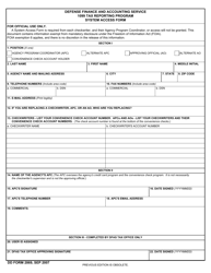 DD Form 2869 Defense Finance and Accounting Service 1099 Tax Reporting Program System Access Form