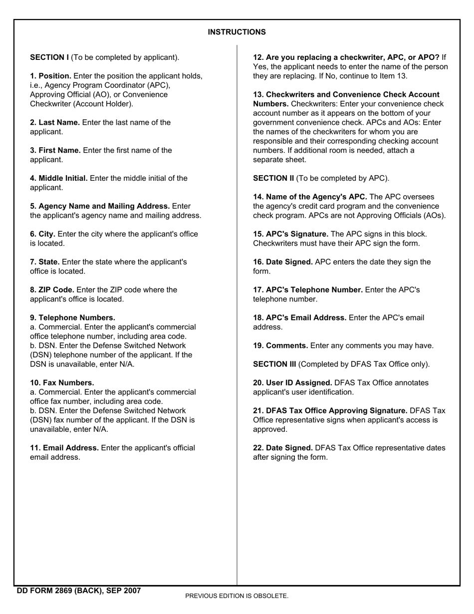 DD Form 2869 Fill Out Sign Online And Download Fillable PDF