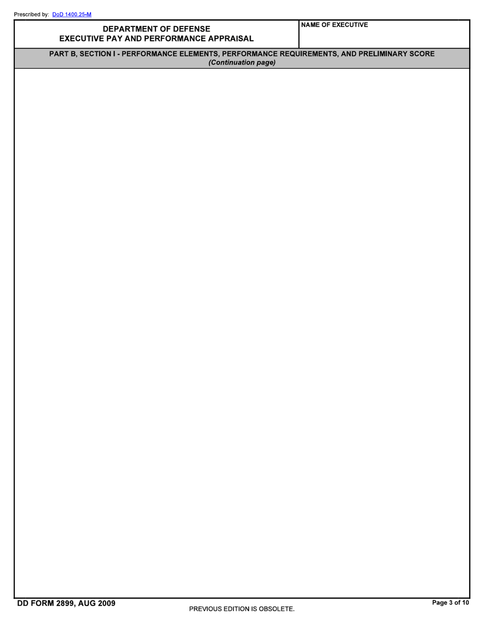 DD Form 2899 Executive Pay and Performance Appraisal, Page 3