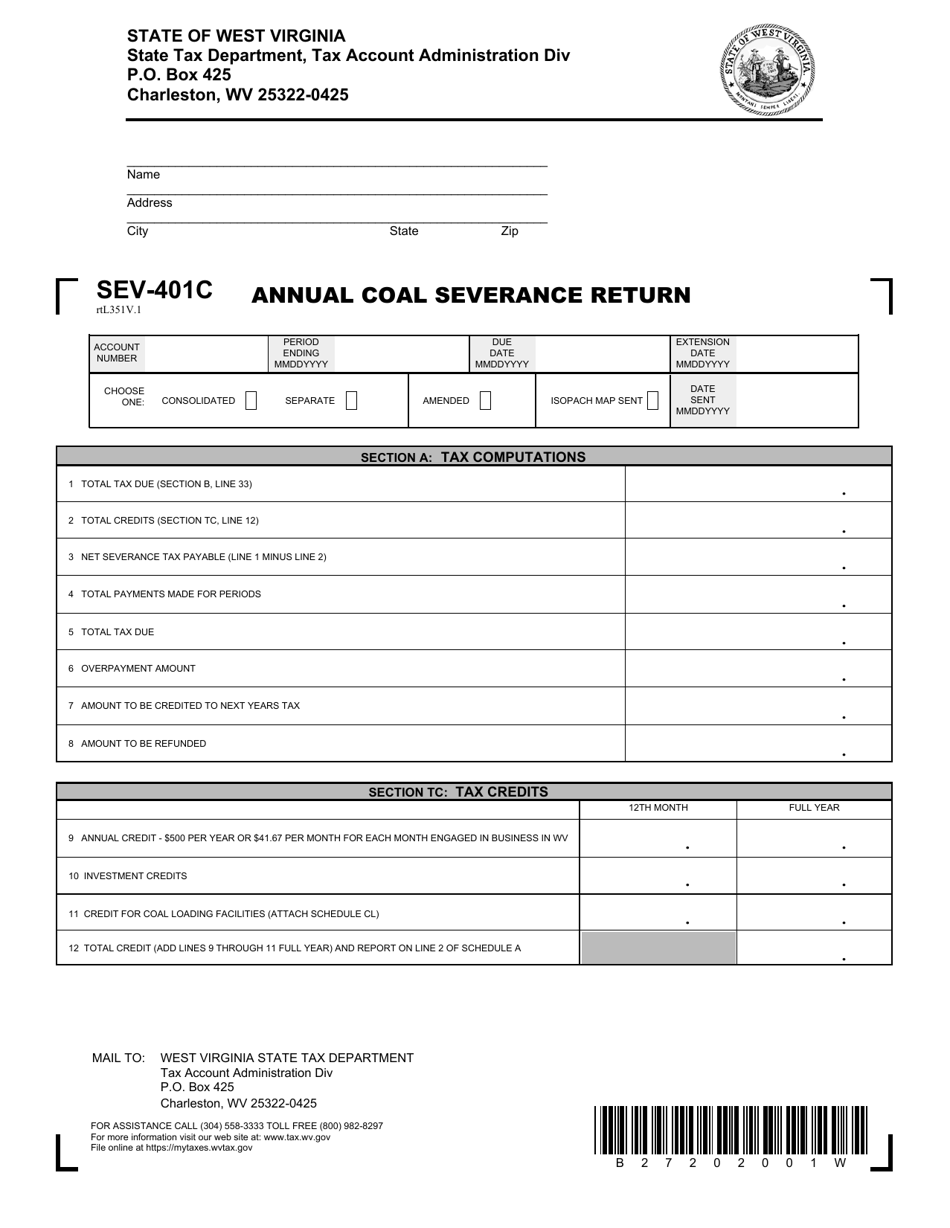 Form Sev 401c Fill Out Sign Online And Download Printable Pdf West Virginia Templateroller 6833