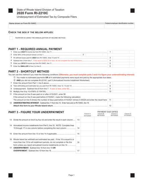 Form RI-2210C 2020 Printable Pdf