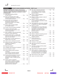 Form REV-203D Business Activities Questionnaire - Pennsylvania, Page 5