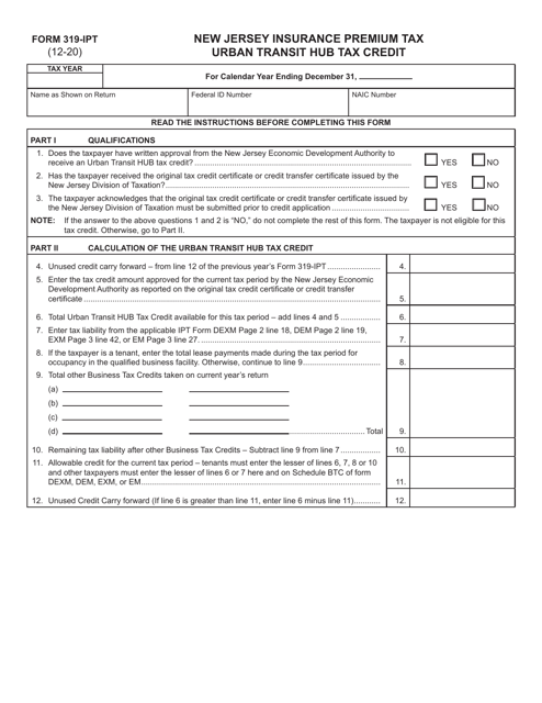 Form 319-IPT  Printable Pdf