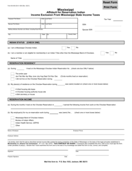 Form 80-340 &quot;Affidavit for Reservation Indian Income Exclusion From Mississippi State Income Taxes&quot; - Mississippi