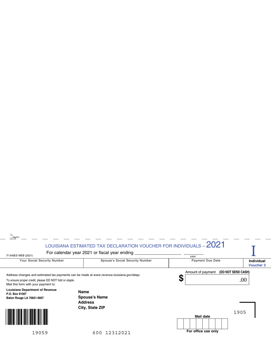 Form IT540ES Download Fillable PDF or Fill Online Louisiana Estimated