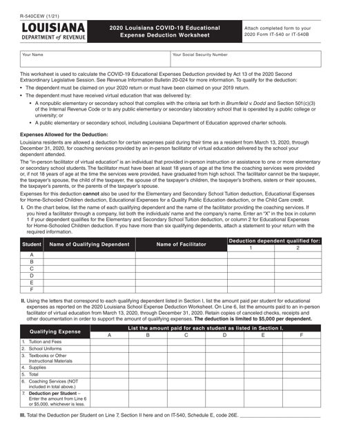 Form R-540CEW 2020 Printable Pdf