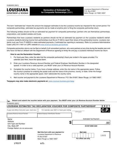 Form R-6922ES 2021 Printable Pdf