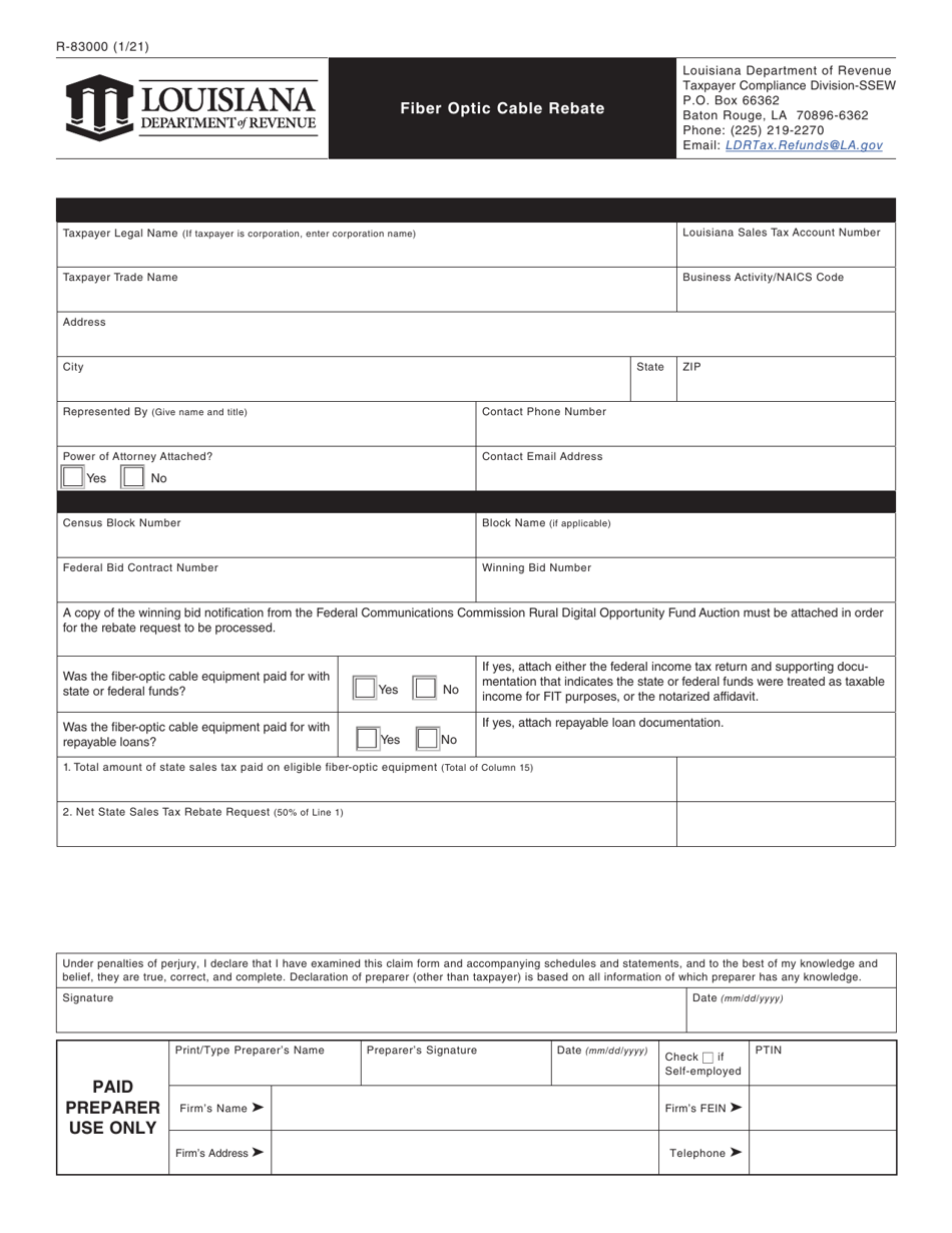 Form R-83000 Fiber Optic Cable Rebate - Louisiana, Page 3