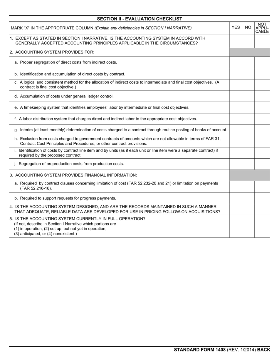 Form SF-1408 - Fill Out, Sign Online and Download Fillable PDF ...