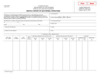 Form 3260-5 &quot;Monthly Report of Geothermal Operations&quot;