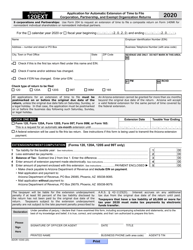 Document preview: Arizona Form 120EXT (ADOR10340) Application for Automatic Extension of Time to File Corporation, Partnership, and Exempt Organization Returns - Arizona, 2020