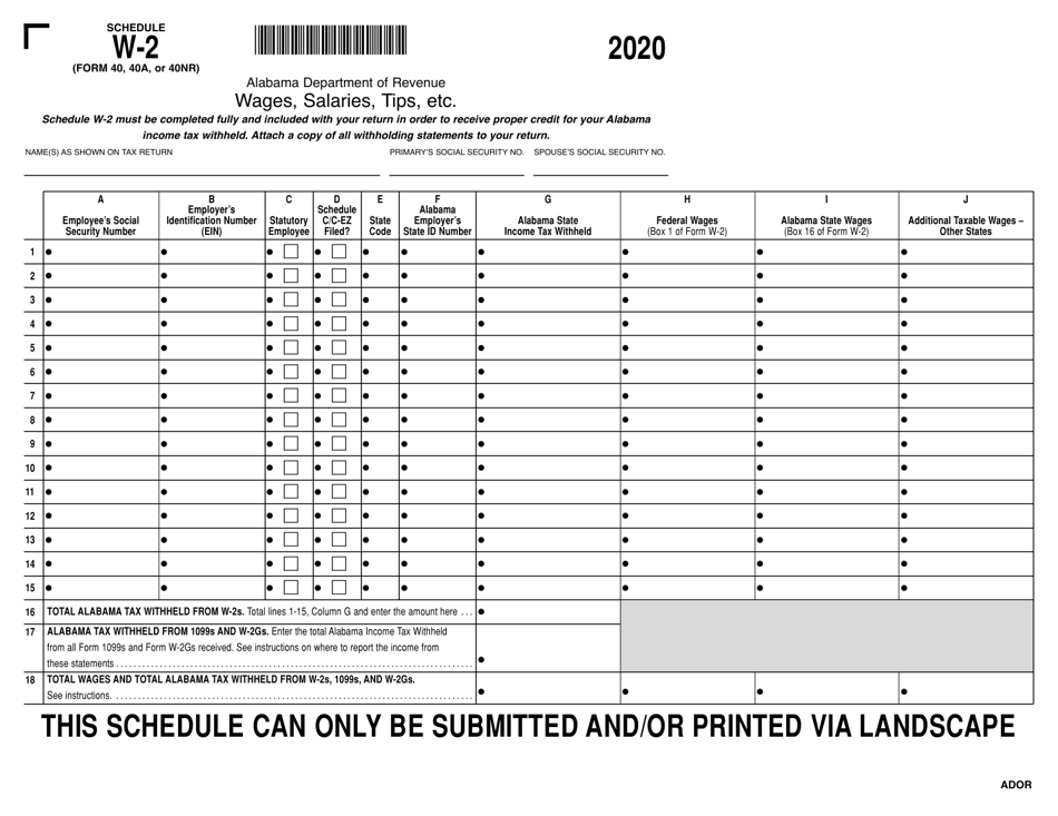 Form 40 40a 40nr Schedule W 2 Download Printable Pdf Or Fill Online Wages Salaries Tips 8806