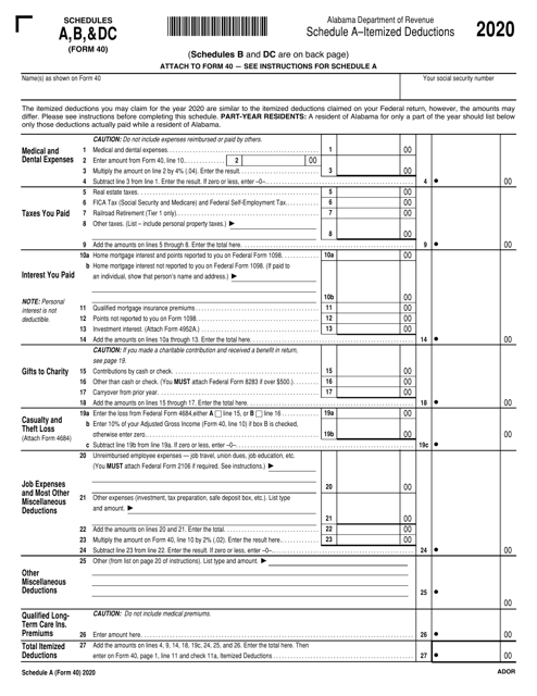 Form 40 Schedule A, B, DC 2020 Printable Pdf