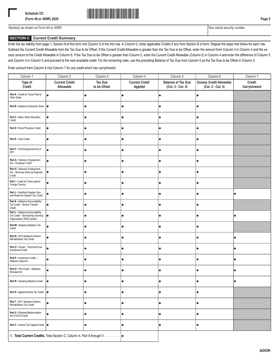 Form 40 (40NR) Schedule OC Download Printable PDF or Fill Online Other