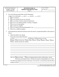 Form 5C-P-397 Petition for an Order for Protection - Hawaii, Page 2