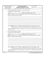 Form 5C-P-397 Petition for an Order for Protection - Hawaii, Page 7