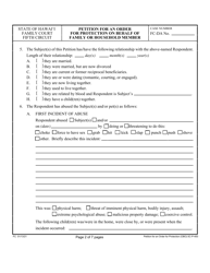 Form 5C-P-400 Petition for an Order for Protection on Behalf of a Family or Household Members - Hawaii, Page 2