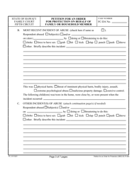 Form 5C-P-400 Petition for an Order for Protection on Behalf of a Family or Household Members - Hawaii, Page 3