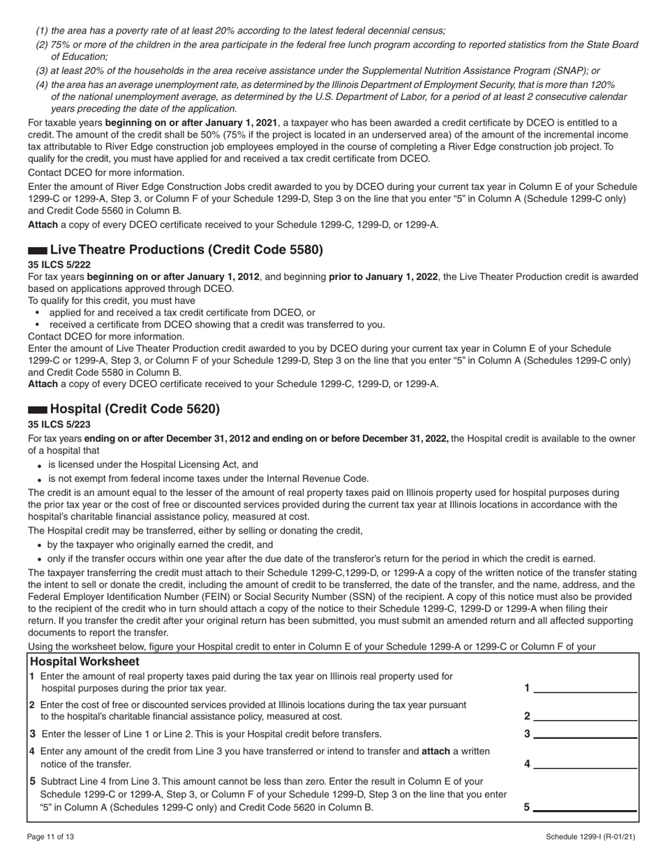 Schedule 1299-I Income Tax Credits Information and Worksheets - Illinois, Page 11